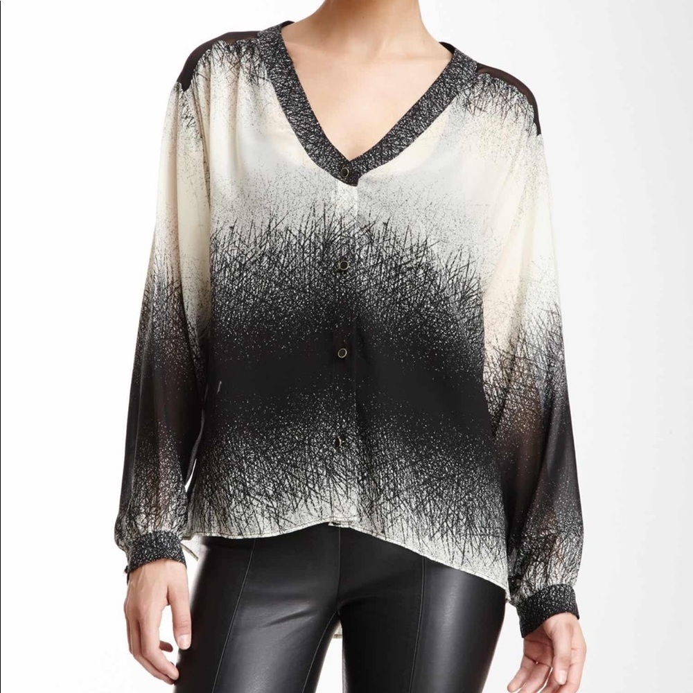 Waverly Grey abstract black and cream blouse